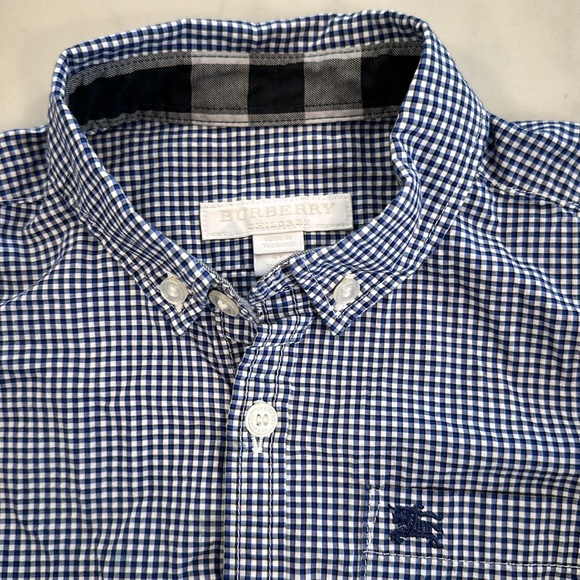 Burberry boy gingham button down shirt size 4 - Picture 2 of 3